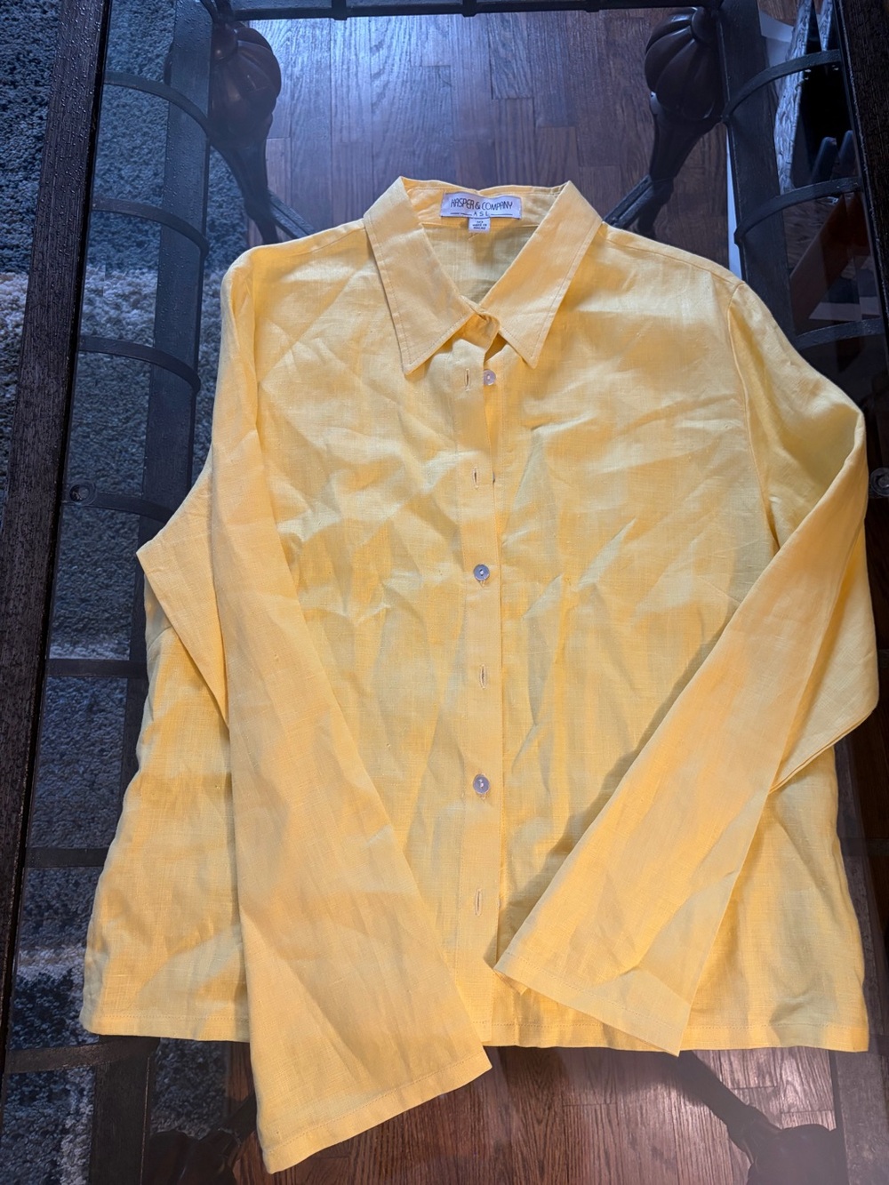 Kasper Yellow Button-Front Women's Shirt